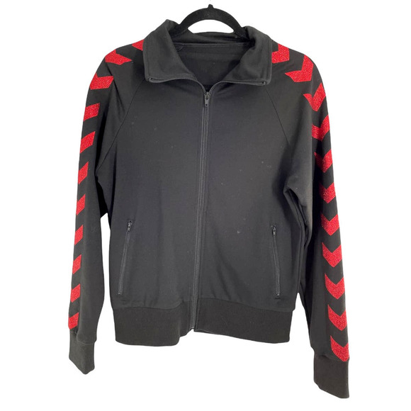 GIRLS BLACK SWEATSUIT,  RED GLITTER EMBELLISHMENT - Picture 2 of 8